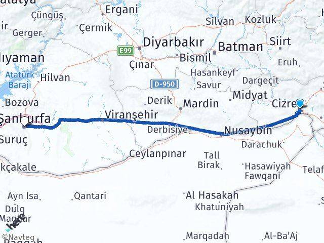 Şırnak Cizre Şanlıurfa Arası Kaç Km - Yol Haritası