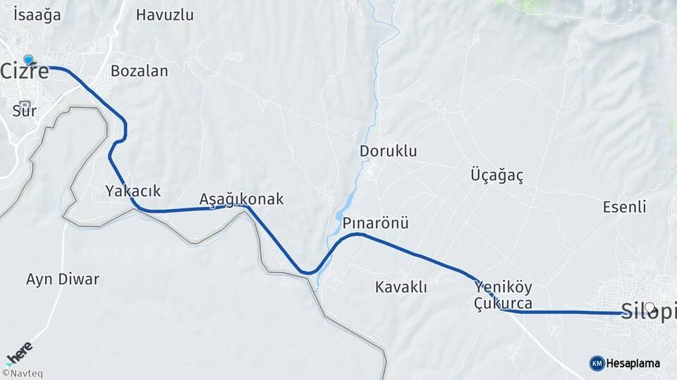 Şırnak Cizre Silopi Arası Kaç Km - Yol Haritası