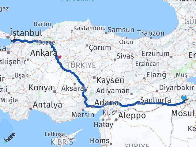 Şırnak Cizre Tuzla İstanbul Arası Kaç Km - Yol Haritası