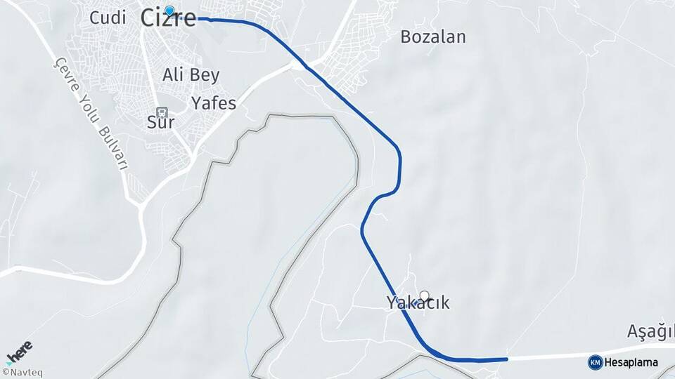 Şırnak Cizre Yakacık Cizre Arası Kaç Km - Yol Haritası