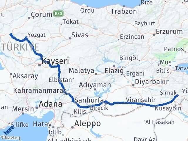 Şırnak Delice Kırıkkale Arası Kaç Km - Yol Haritası