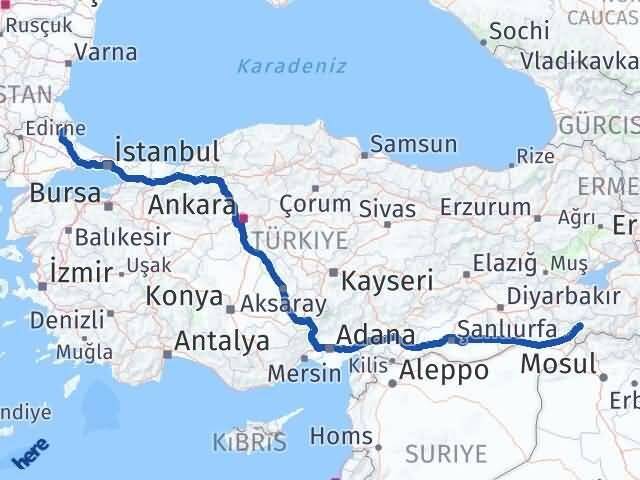 Şırnak Demirköy Kırklareli Arası Kaç Km - Yol Haritası