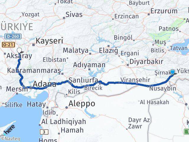 Şırnak Derinkuyu Nevşehir Arası Kaç Km - Yol Haritası