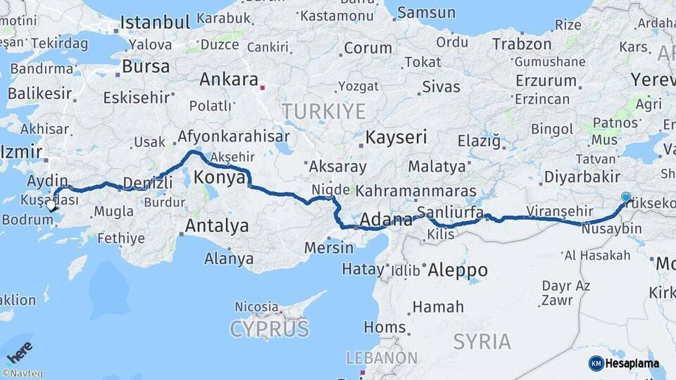 Şırnak Didim Aydın Arası Kaç Km - Yol Haritası
