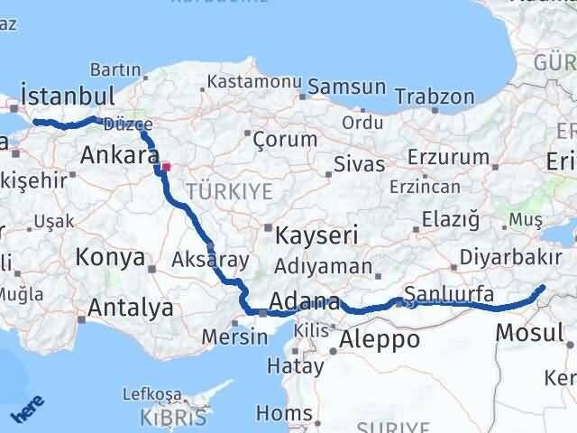 Şırnak Dilovası Kocaeli Arası Kaç Km - Yol Haritası