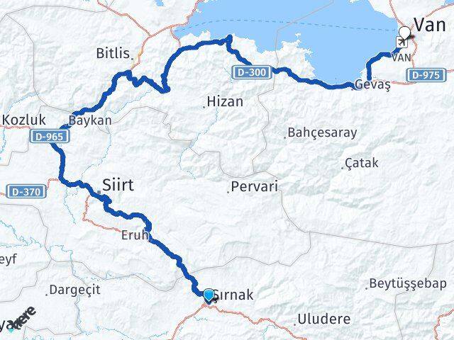 Şırnak Edremit Van Arası Kaç Km - Yol Haritası