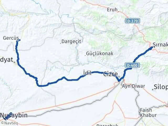 Şırnak Gercüş Batman Arası Kaç Km - Yol Haritası