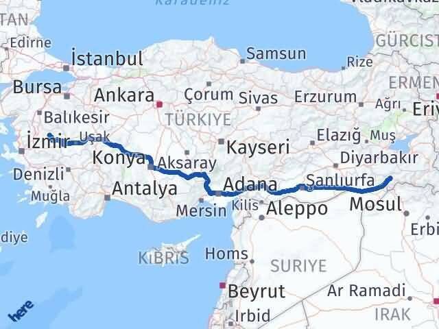 Şırnak Gördes Manisa Arası Kaç Km - Yol Haritası