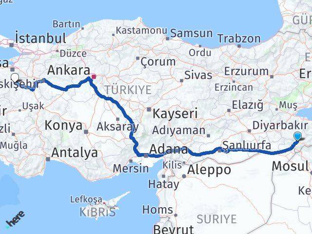 Şırnak Harmancık Bursa Arası Kaç Km - Yol Haritası