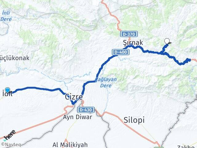 Şırnak İdil Araköy Arası Kaç Km - Yol Haritası