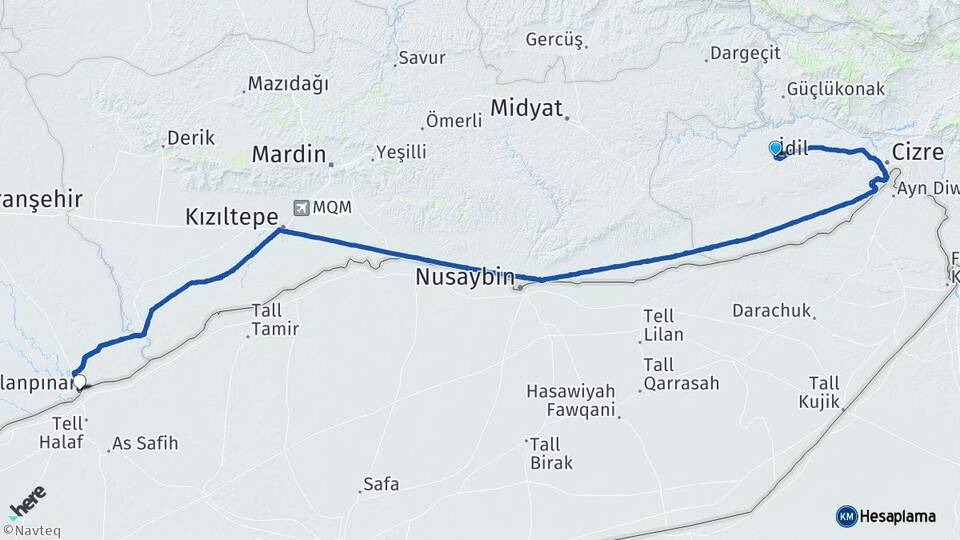 Şırnak İdil Ceylanpınar Şanlıurfa Arası Kaç Km - Yol Haritası