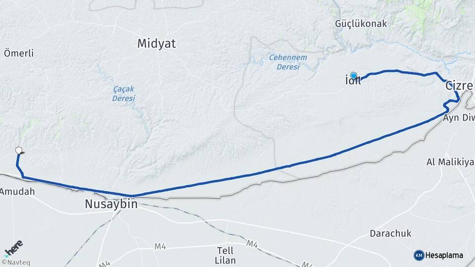 Şırnak İdil Dara Artuklu Mardin Arası Kaç Km - Yol Haritası