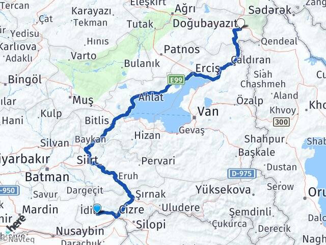 Şırnak İdil Doğubayazıt Ağrı Arası Kaç Km - Yol Haritası