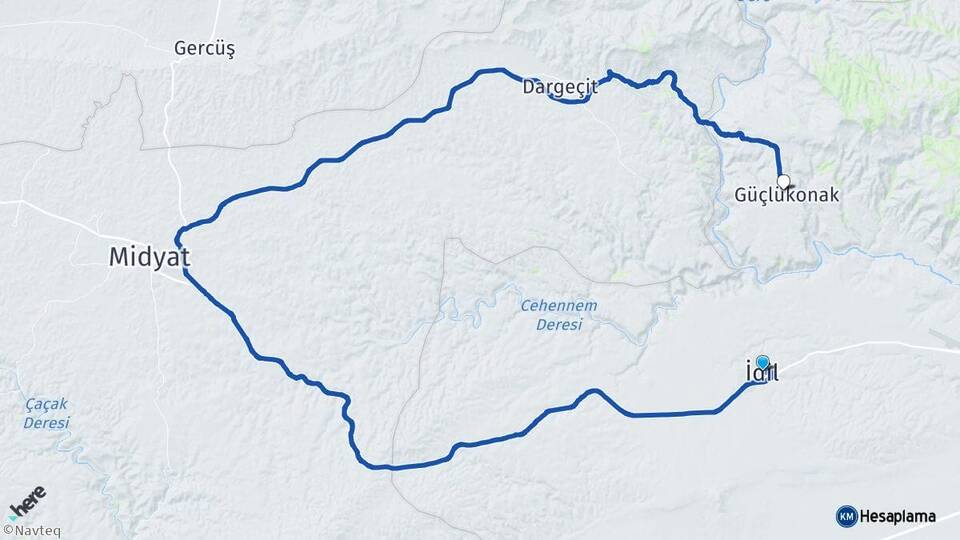 Şırnak İdil Güçlükonak Arası Kaç Km - Yol Haritası