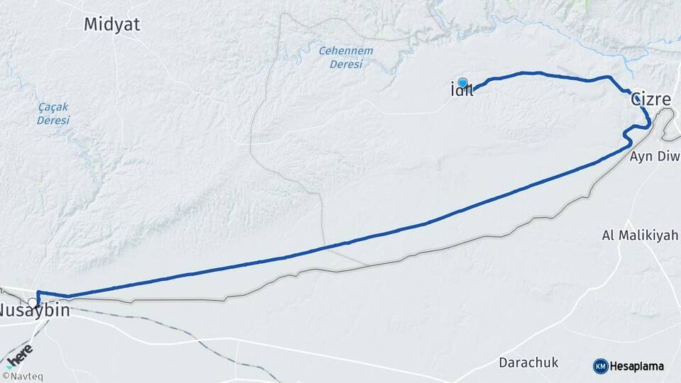 Şırnak İdil Nusaybin Mardin Arası Kaç Km - Yol Haritası
