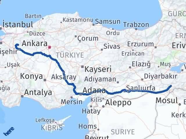 Şırnak İnhisar Bilecik Arası Kaç Km - Yol Haritası