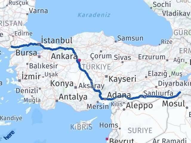 Şırnak İpsala Edirne Arası Kaç Km - Yol Haritası
