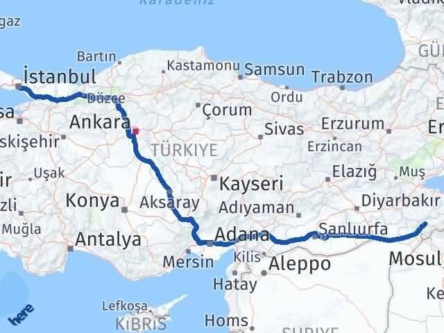 Şırnak Kadıköy İstanbul Arası Kaç Km - Yol Haritası