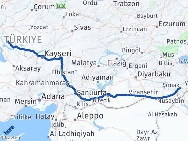 Şırnak Kaman Kırşehir Arası Kaç Km - Yol Haritası