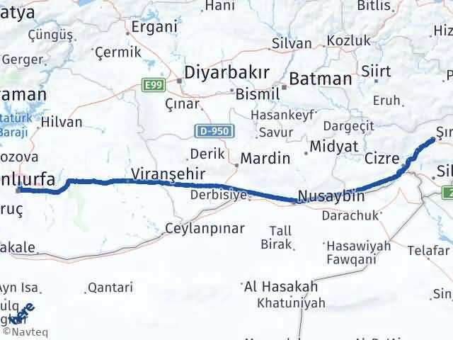 Şırnak Karaköprü Şanlıurfa Arası Kaç Km - Yol Haritası
