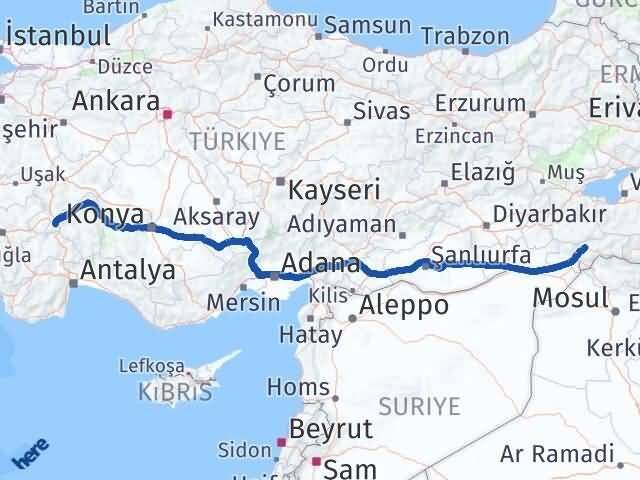 Şırnak Keçiborlu Isparta Arası Kaç Km - Yol Haritası