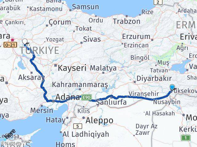 Şırnak Keskin Kırıkkale Arası Kaç Km - Yol Haritası