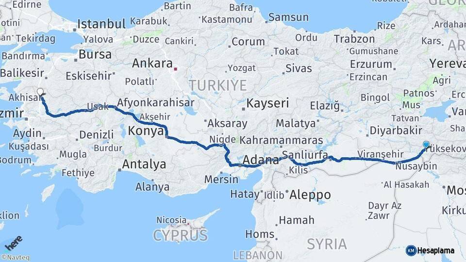 Şırnak Kırkağaç Manisa Arası Kaç Km - Yol Haritası