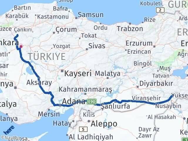 Şırnak Kızılcahamam Ankara Arası Kaç Km - Yol Haritası
