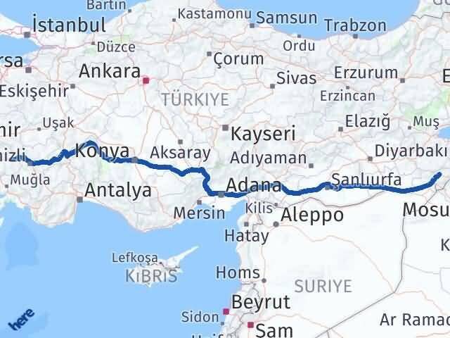 Şırnak Kuyucak Aydın Arası Kaç Km - Yol Haritası