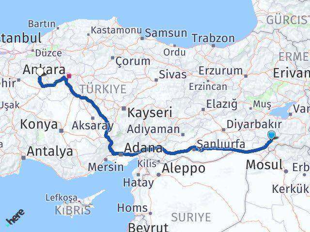 Şırnak Mihalıççık Eskişehir Arası Kaç Km - Yol Haritası