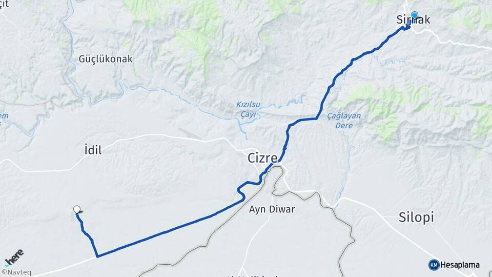 Şırnak Oymak İdil Arası Kaç Km - Yol Haritası