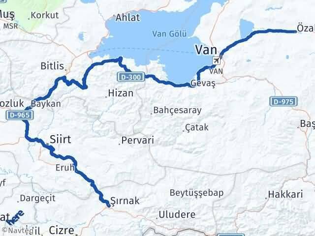 Şırnak Özalp Van Arası Kaç Km - Yol Haritası