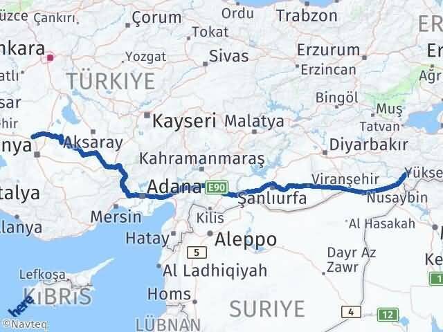 Şırnak Sarayönü Konya Arası Kaç Km - Yol Haritası