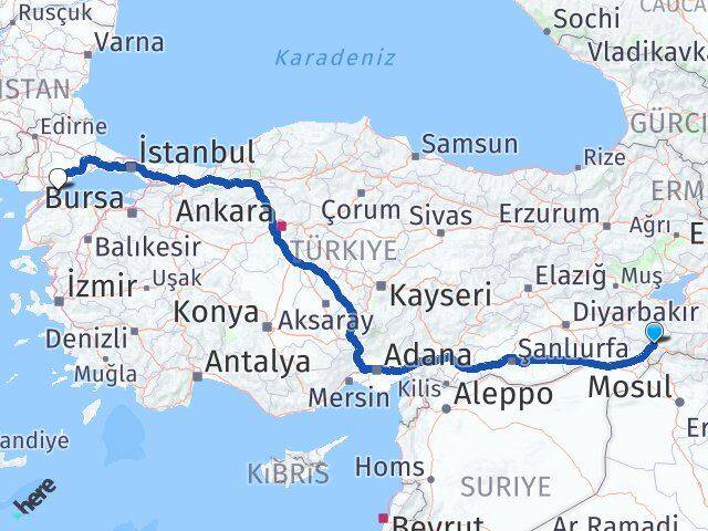 Şırnak Şarköy Tekirdağ Arası Kaç Km - Yol Haritası