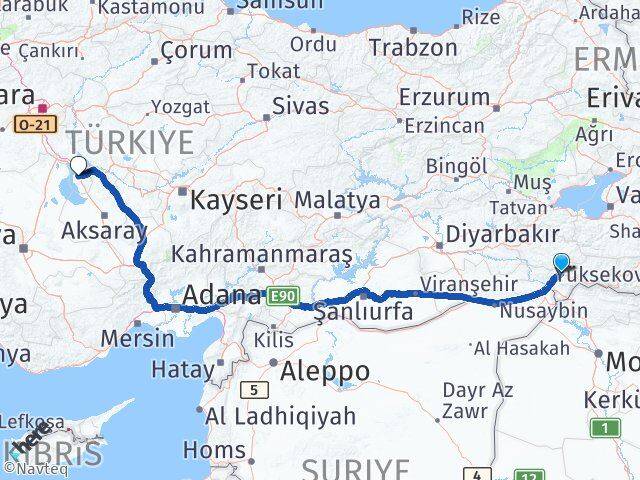 Şırnak Şereflikoçhisar Ankara Arası Kaç Km - Yol Haritası