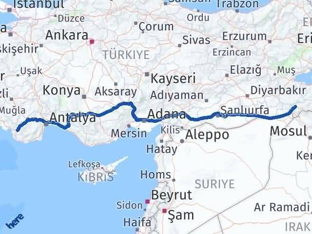 Şırnak Seydikemer Muğla Arası Kaç Km - Yol Haritası