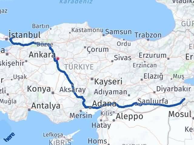 Şırnak Şile İstanbul Arası Kaç Km - Yol Haritası