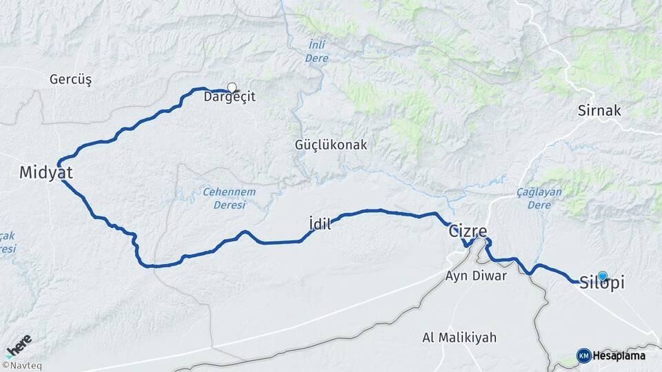 Şırnak Silopi Dargeçit Mardin Arası Kaç Km - Yol Haritası
