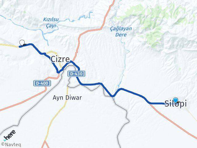 Şırnak Silopi Düzova Cizre Arası Kaç Km - Yol Haritası