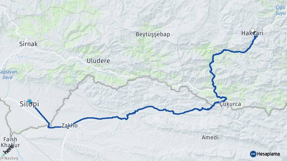 Şırnak Silopi Hakkari Arası Kaç Km - Yol Haritası