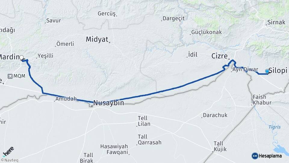Şırnak Silopi Mardin Arası Kaç Km - Yol Haritası