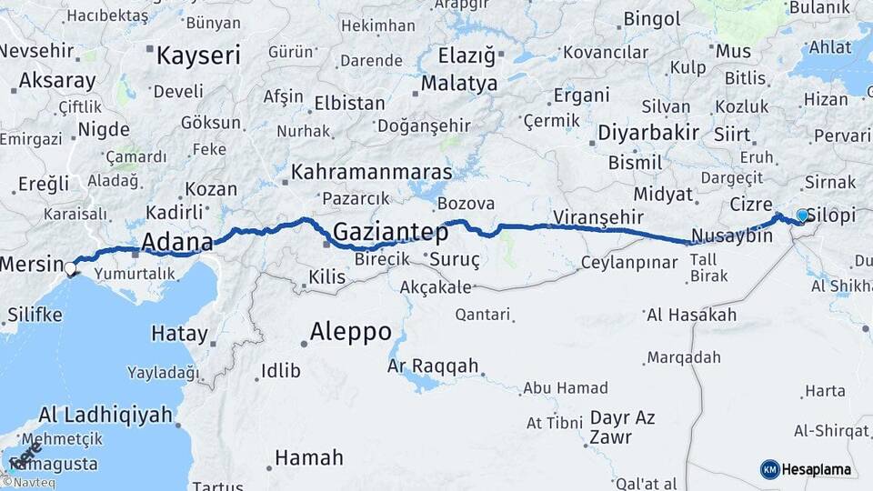 Şırnak Silopi Mersin Arası Kaç Km - Yol Haritası