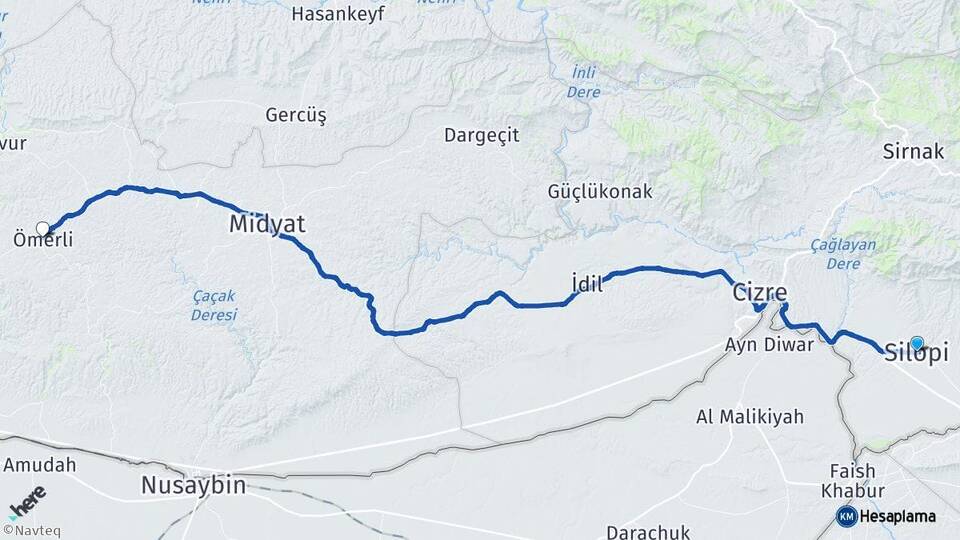 Şırnak Silopi Ömerli Mardin Arası Kaç Km - Yol Haritası