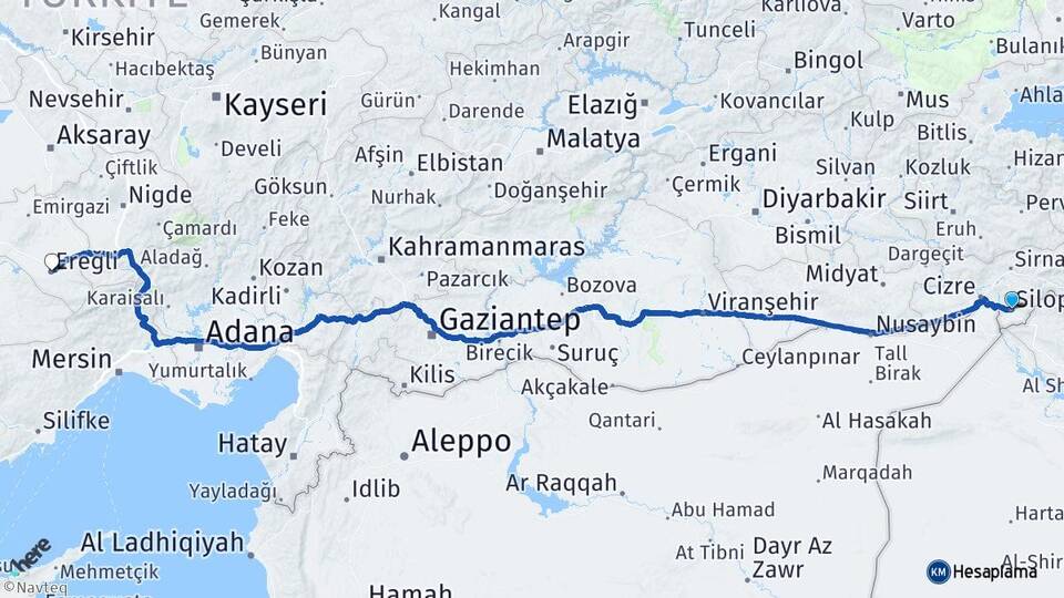 Şırnak Silopi Veysel Karani Siirt Arası Kaç Km - Yol Haritası