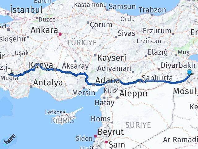 Şırnak Tavas Denizli Arası Kaç Km - Yol Haritası