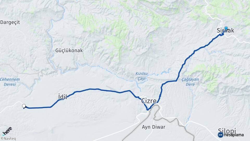 Şırnak Toklu İdil Arası Kaç Km - Yol Haritası