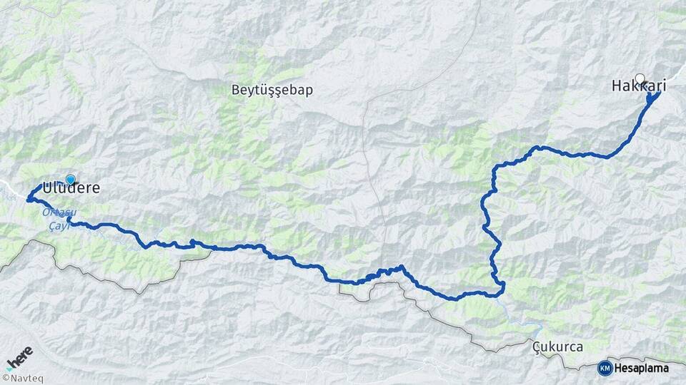 Şırnak Uludere Hakkari Arası Kaç Km - Yol Haritası