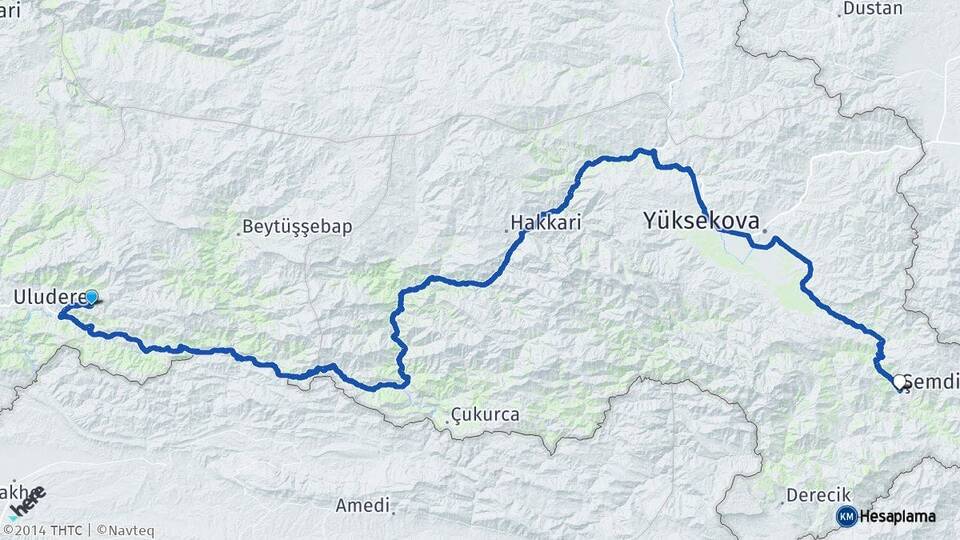 Şırnak Uludere Şemdinli Hakkari Arası Kaç Km - Yol Haritası