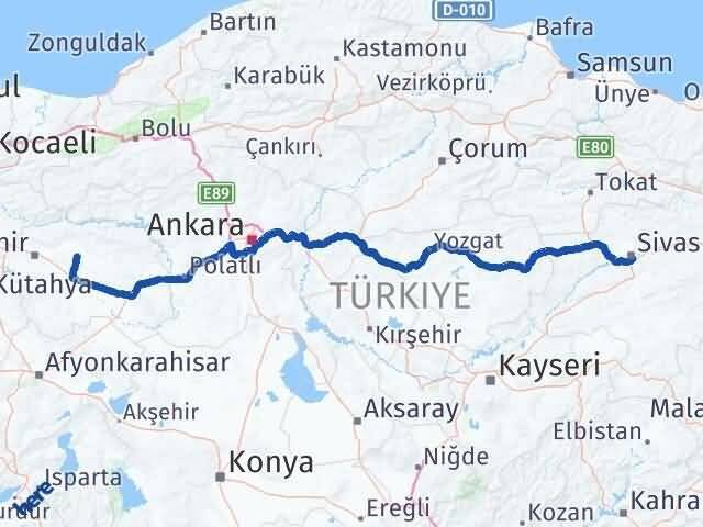 Sivas Alpu Eskişehir Arası Kaç Km - Yol Haritası