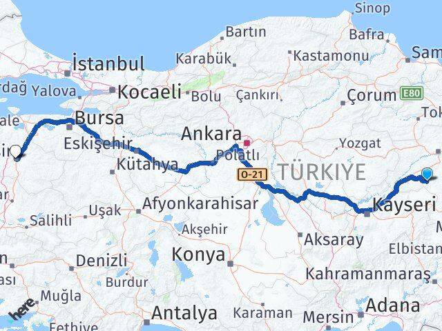 Sivas Altınyayla Balıkesir Arası Kaç Km - Yol Haritası